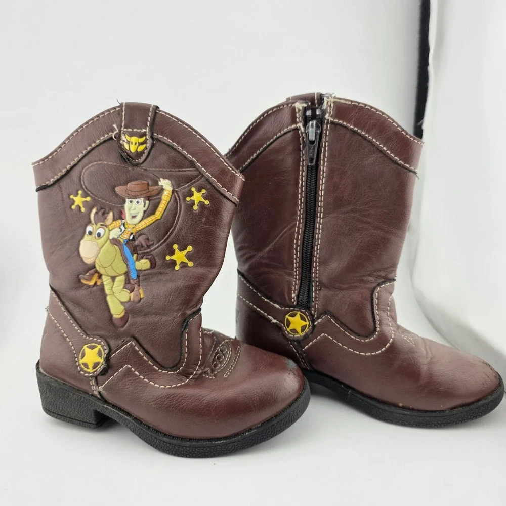 Disney Toy Story Woody Bullseye Cowboy Boots Toddler Size 7 Brown FAIR Western